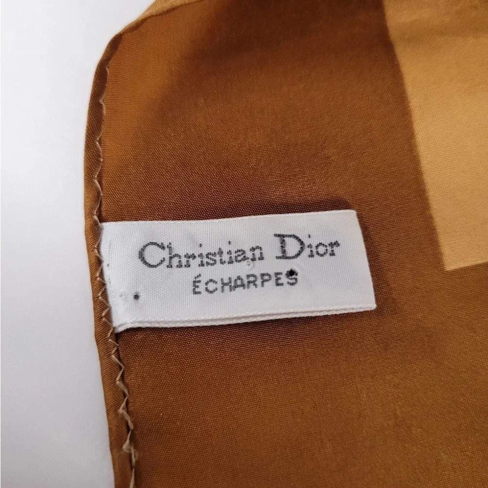 Christian Dior Luxurious Brown and Tan Silk Scarf